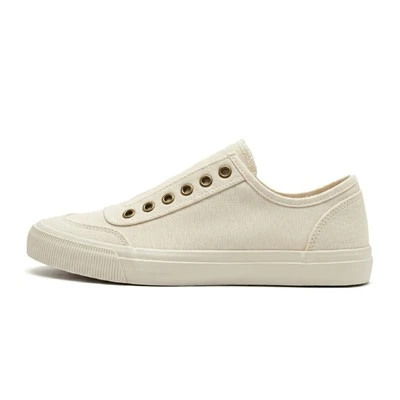 Vulkaniseerde witte canvas trendy slip op schoenen