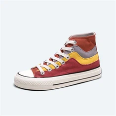 Hoge canvas schoenen met kleurblokken